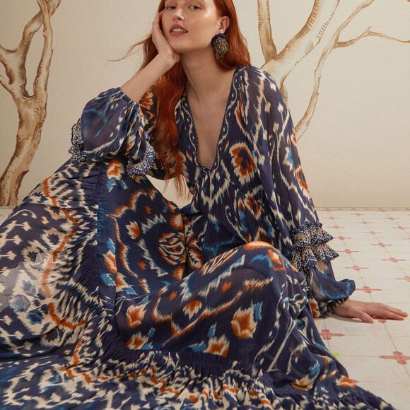 Farm Rio Pineapple Ikat-Inspired Maxi Dress - Picture 12 of 13